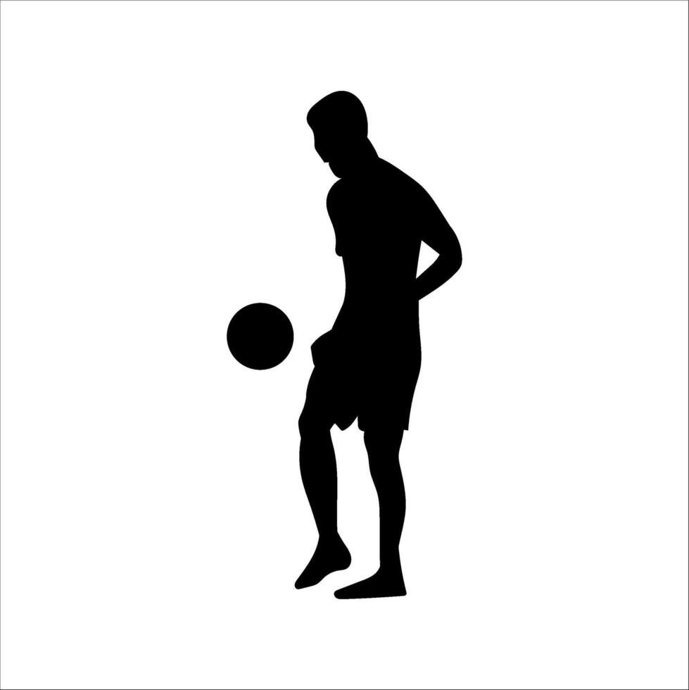 A set of football players, silhouettes of soccer players isolated on a white background vector