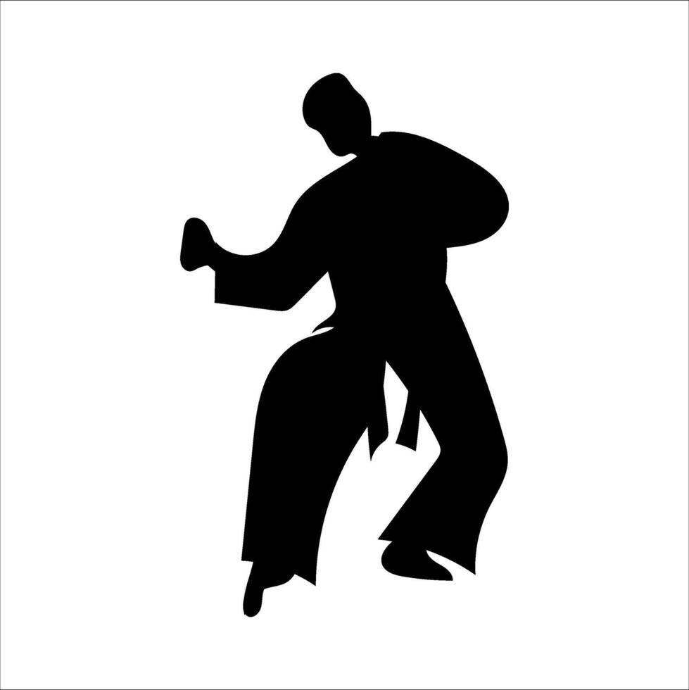 set of karate moves, martial arts karate silhouettes vector