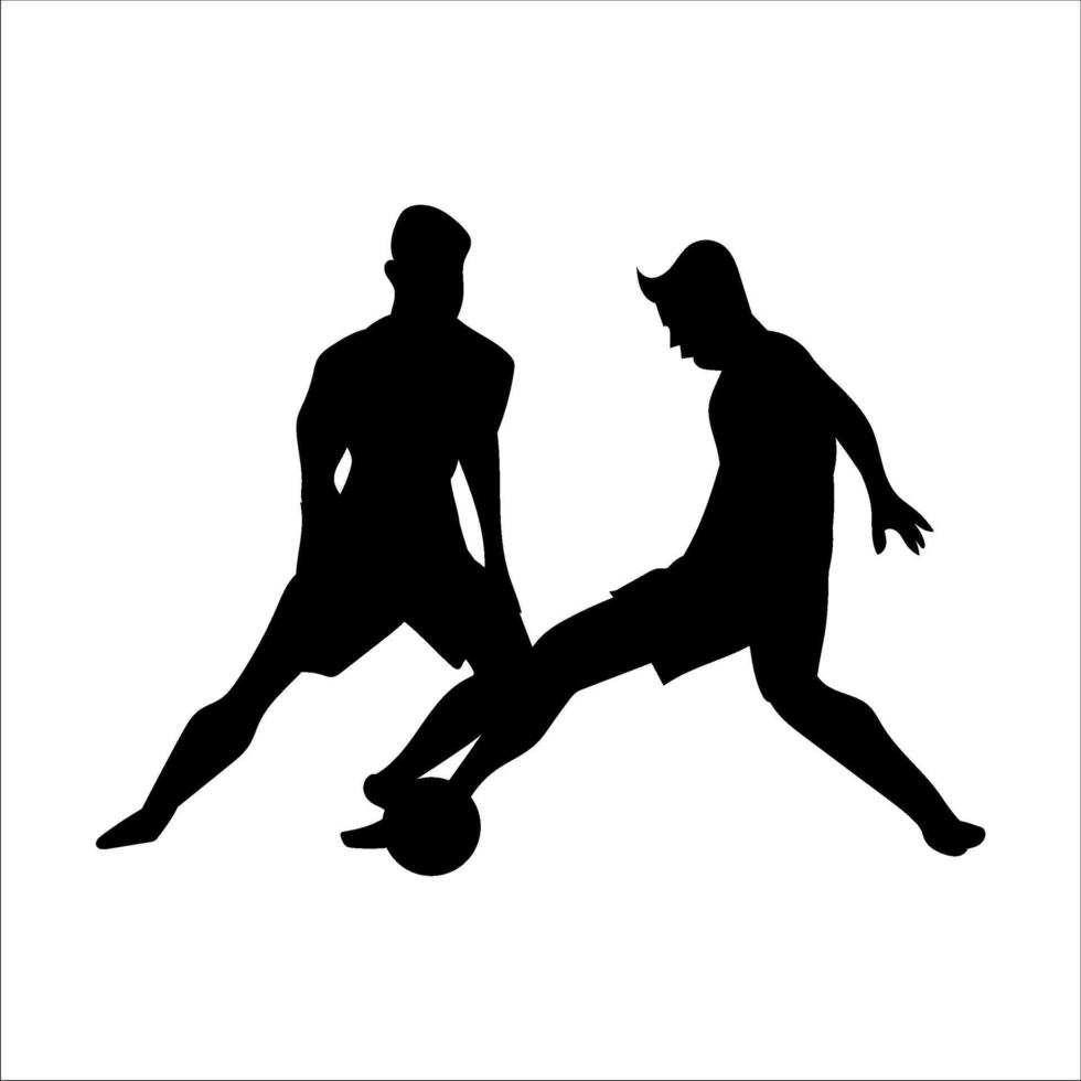A set of football players, silhouettes of soccer players isolated on a white background vector