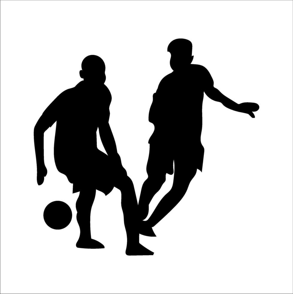A set of football players, silhouettes of soccer players isolated on a white background vector