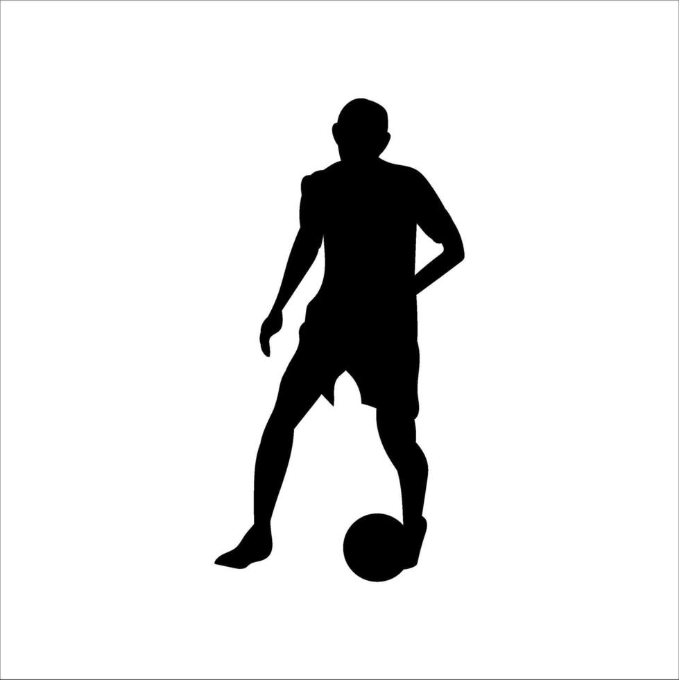 A set of football players, silhouettes of soccer players isolated on a white background vector