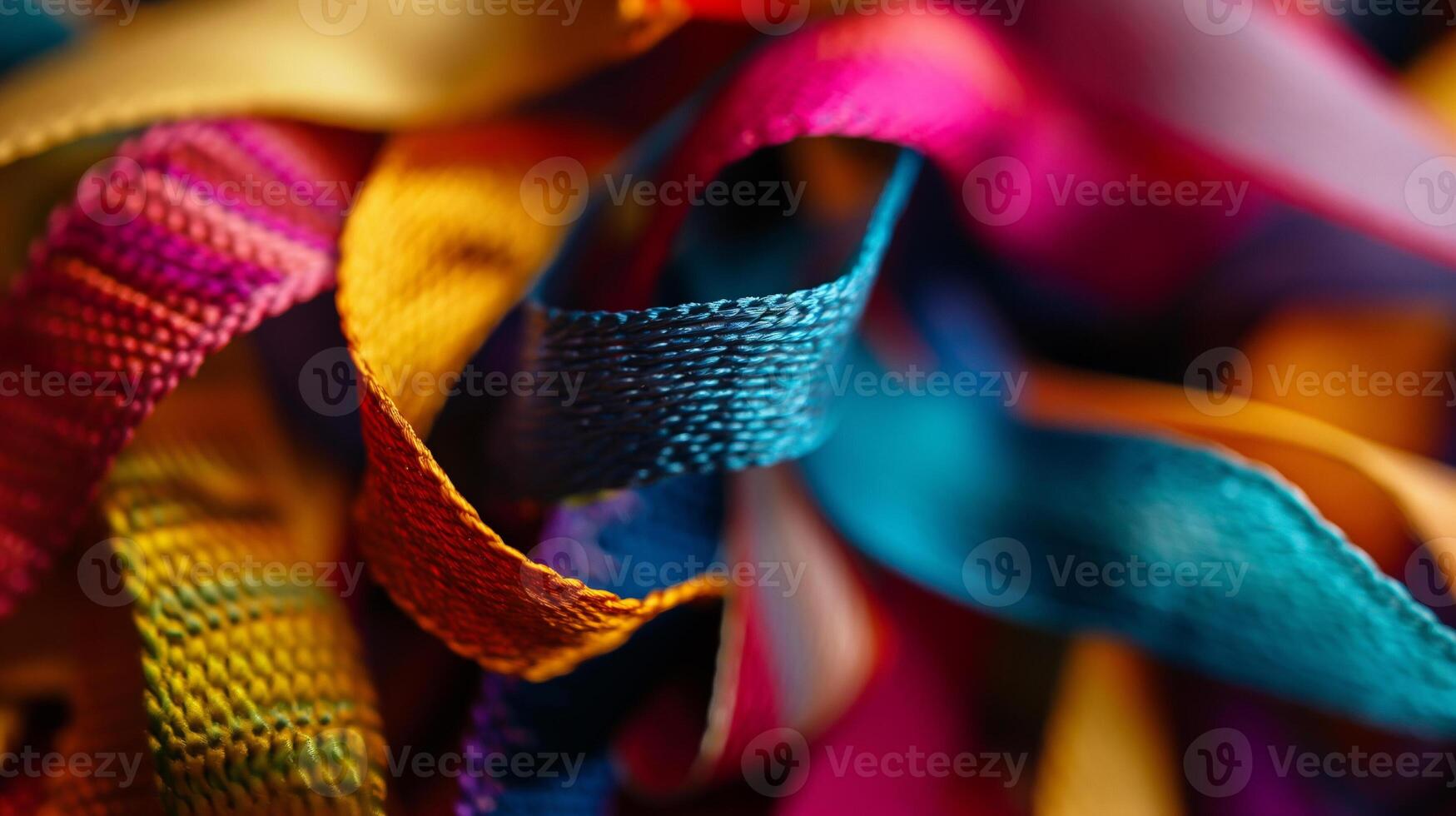 Bright gift wrapping ribbon for celebrating closeup background texture photo