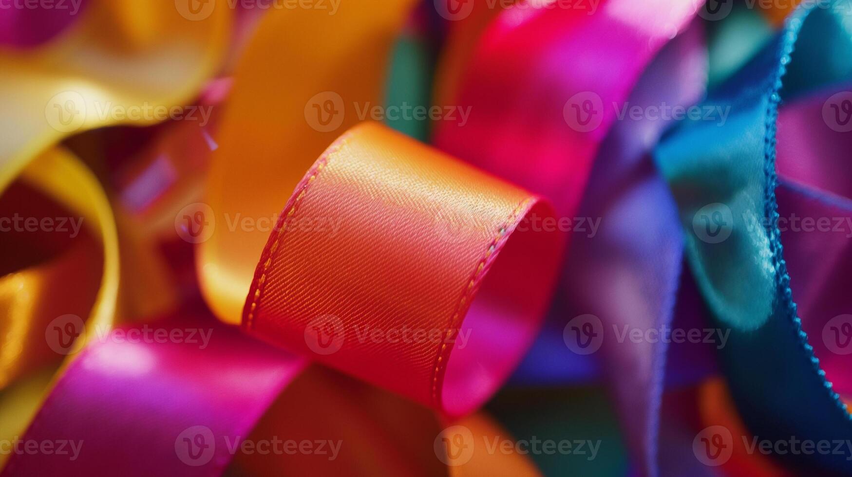 Bright gift wrapping ribbon for celebrating closeup background texture photo