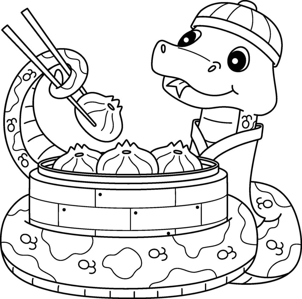 Year of the Snake with Chinese Dumplings Isolated vector
