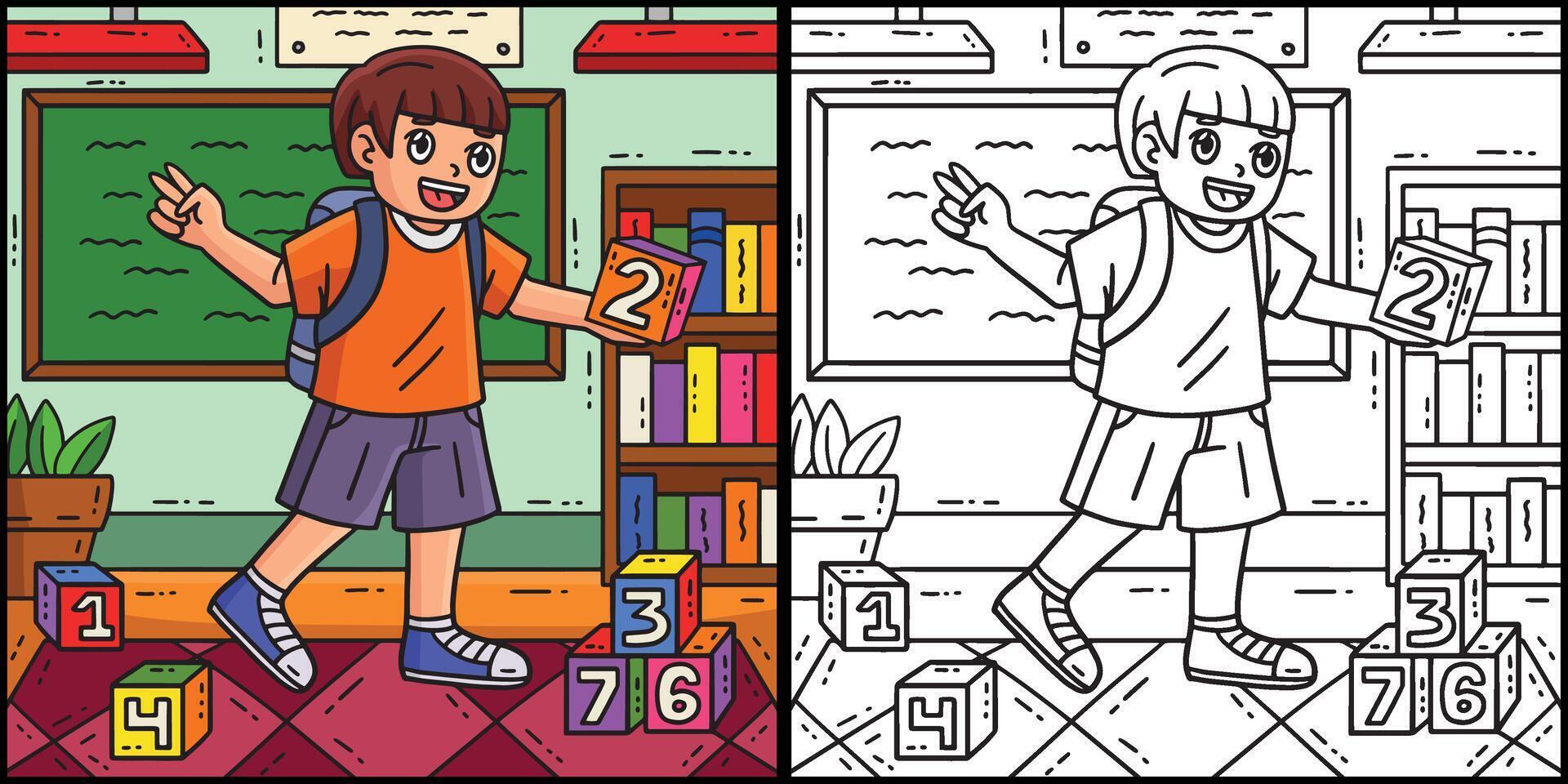 First Day of School Child Number Block vector