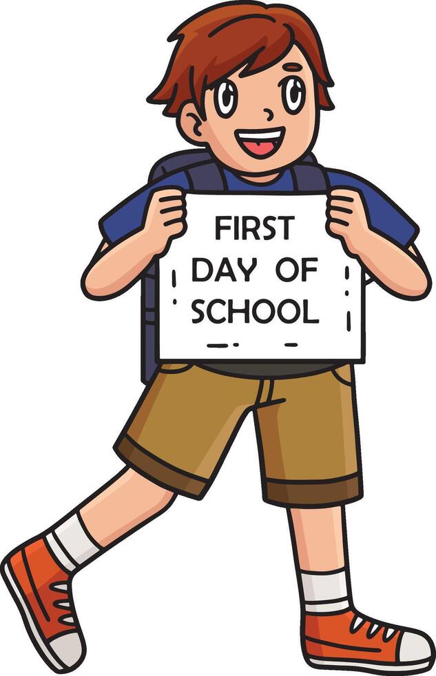 First Day of School Child with a Sign Clipart vector