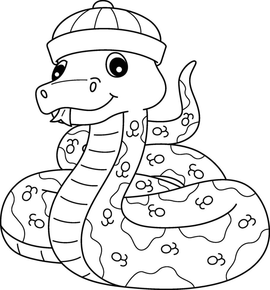 Year of the Snake Isolated Coloring Page for Kids vector