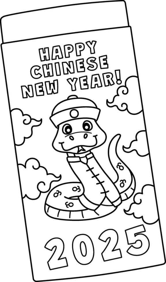 Year of the Snake Ang Pao Isolated Coloring Page vector