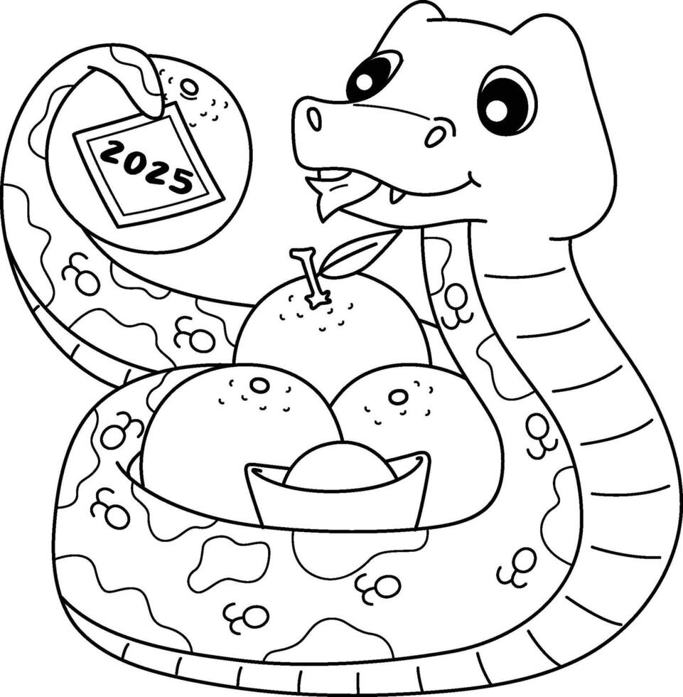 Year of the Snake Holding a Mandarin Isolated vector