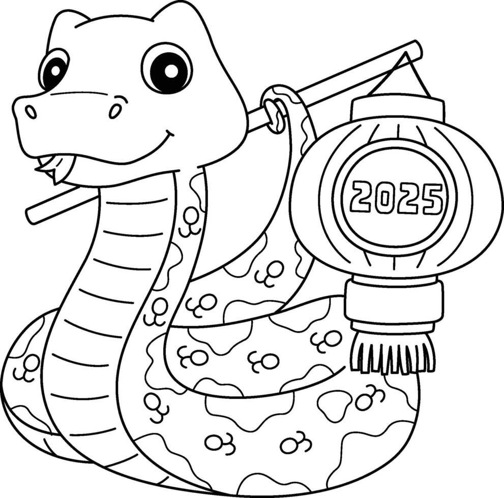 Year of the Snake Holding a Lantern 2025 Isolated vector