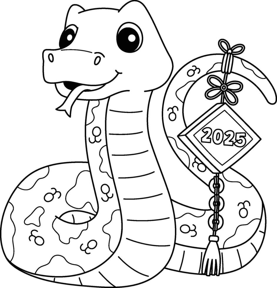 Year of the Snake with Chinese Decoration Isolated vector