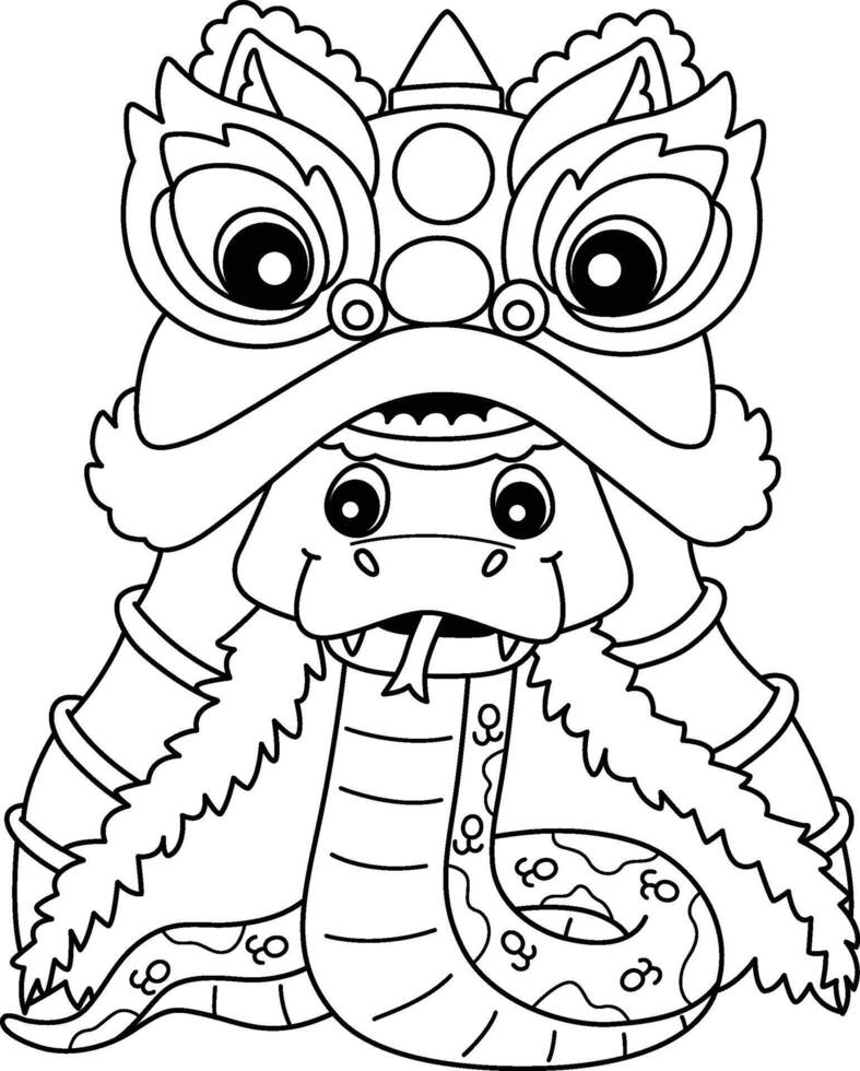 Year of the Snake with the Dragon Dance Isolated vector