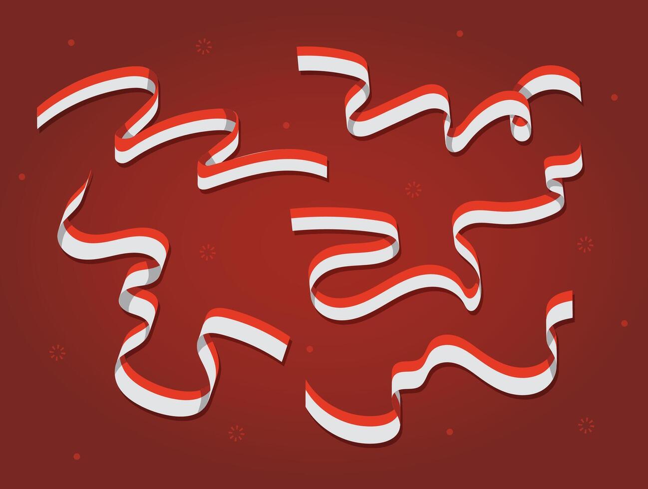 Indonesia Flag Ribbon Decorations. Perfect for National Celebrations and Events. Patriotic Icons. Red and White Ribbons. vector