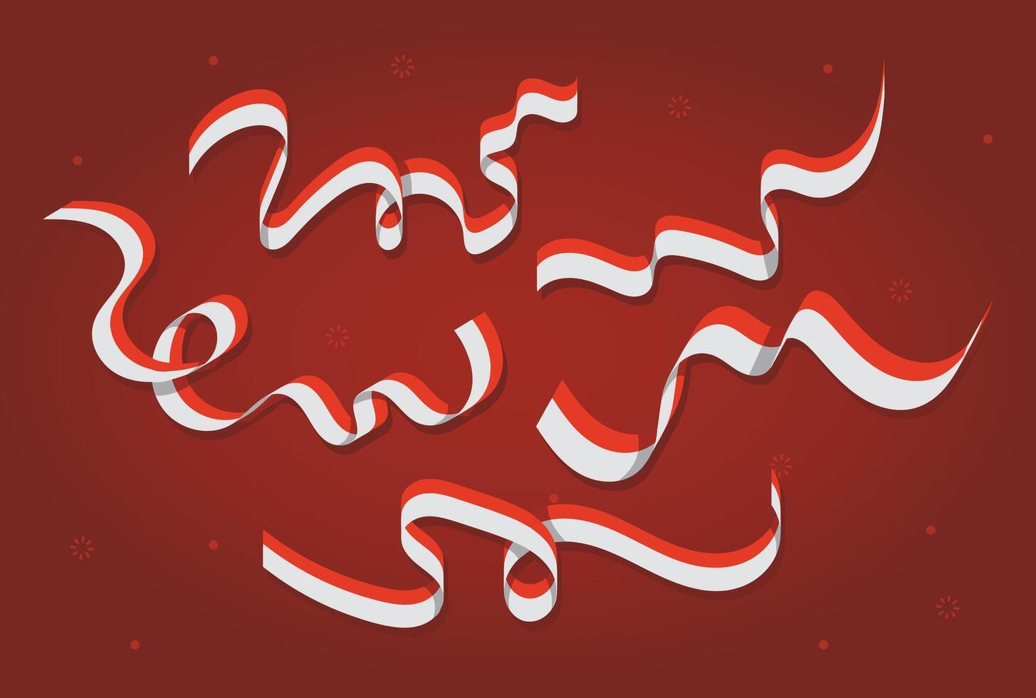 Indonesia Flag Ribbon Decorations. Perfect for National Celebrations and Events. Patriotic Icons. Red and White Ribbons. vector