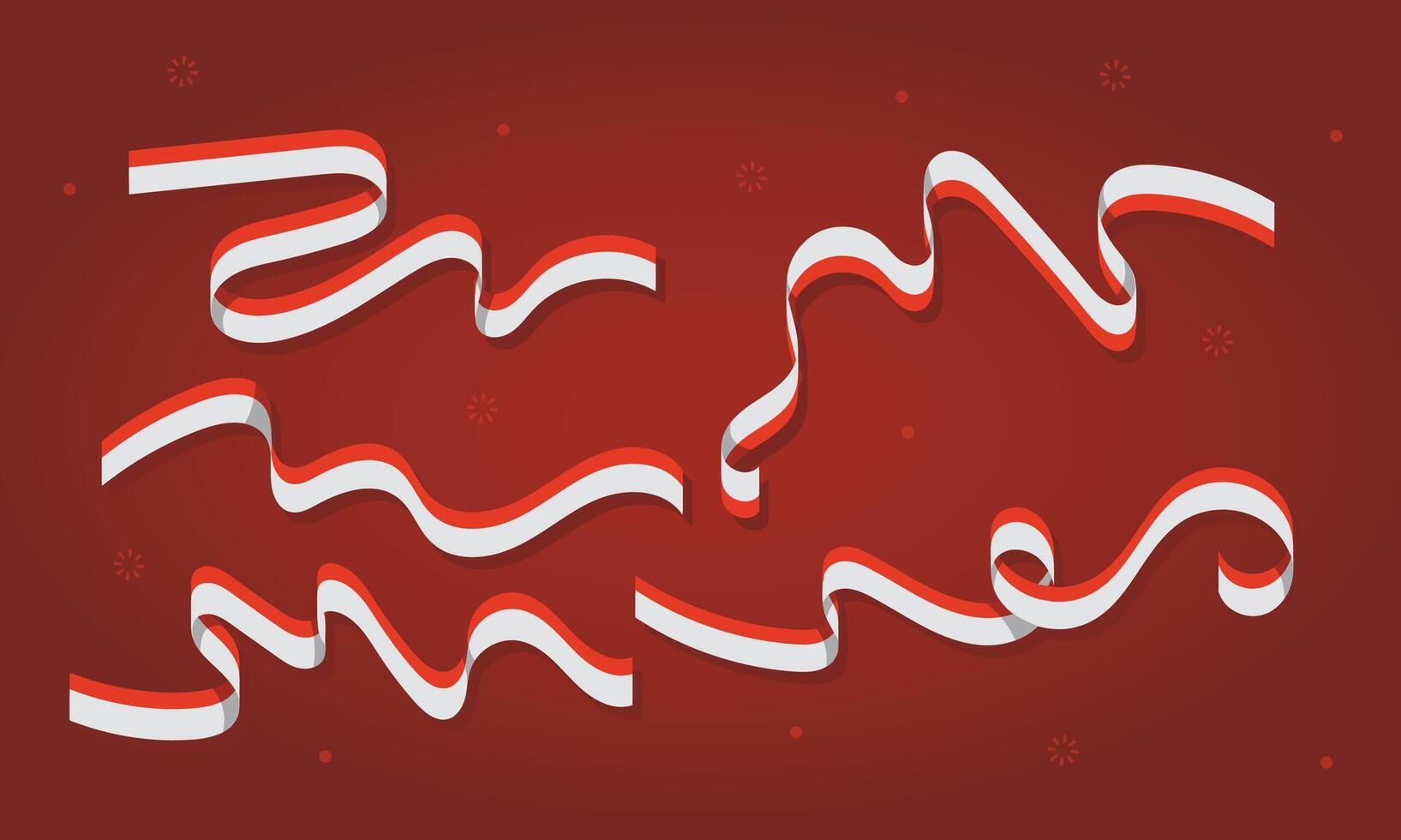 Indonesia Flag Ribbon Decorations. Perfect for National Celebrations and Events. Patriotic Icons. Red and White Ribbons. vector