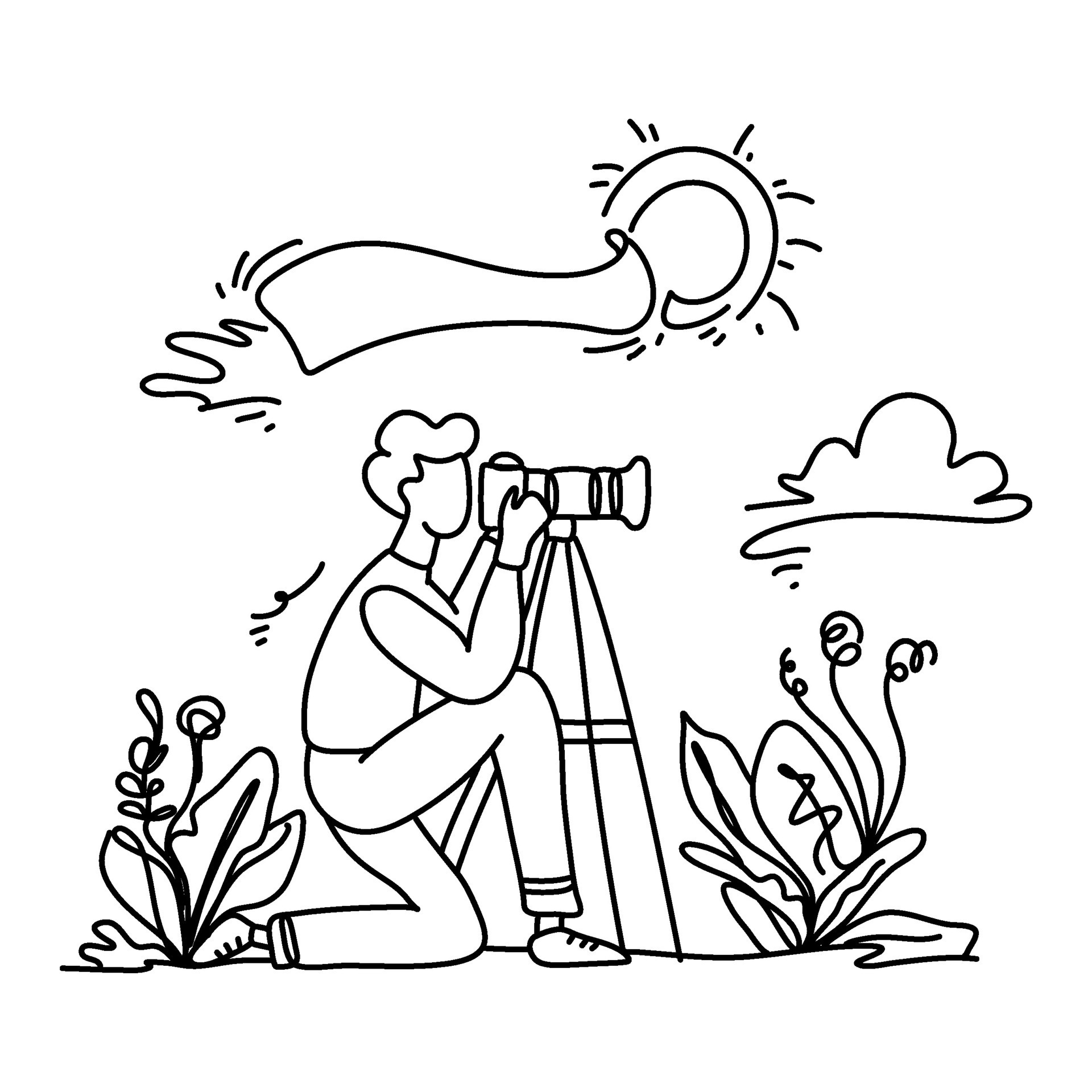 mundo fotógrafo día minimalista línea Arte plano ilustración