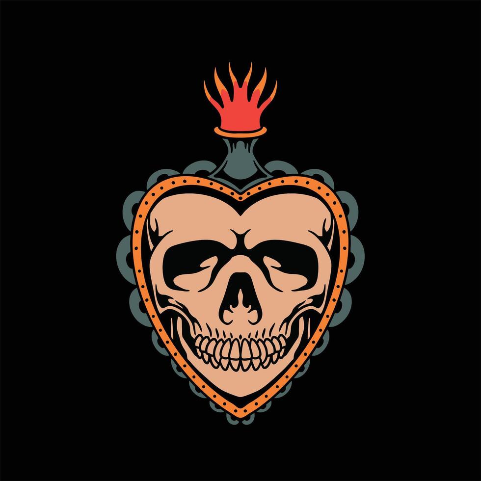 skull tattoo illustration design vector