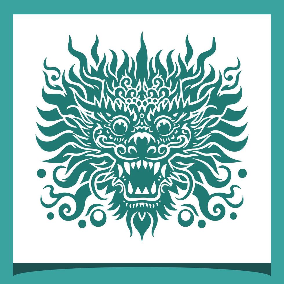 Silhouette illustration of a dragon's face with a Javanese accent vector