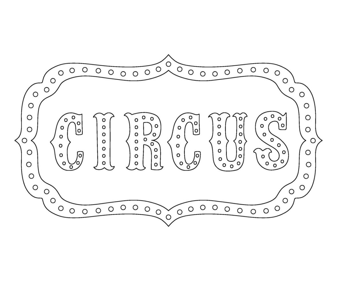 Circus banner outline isolated illustration for coloring book vector