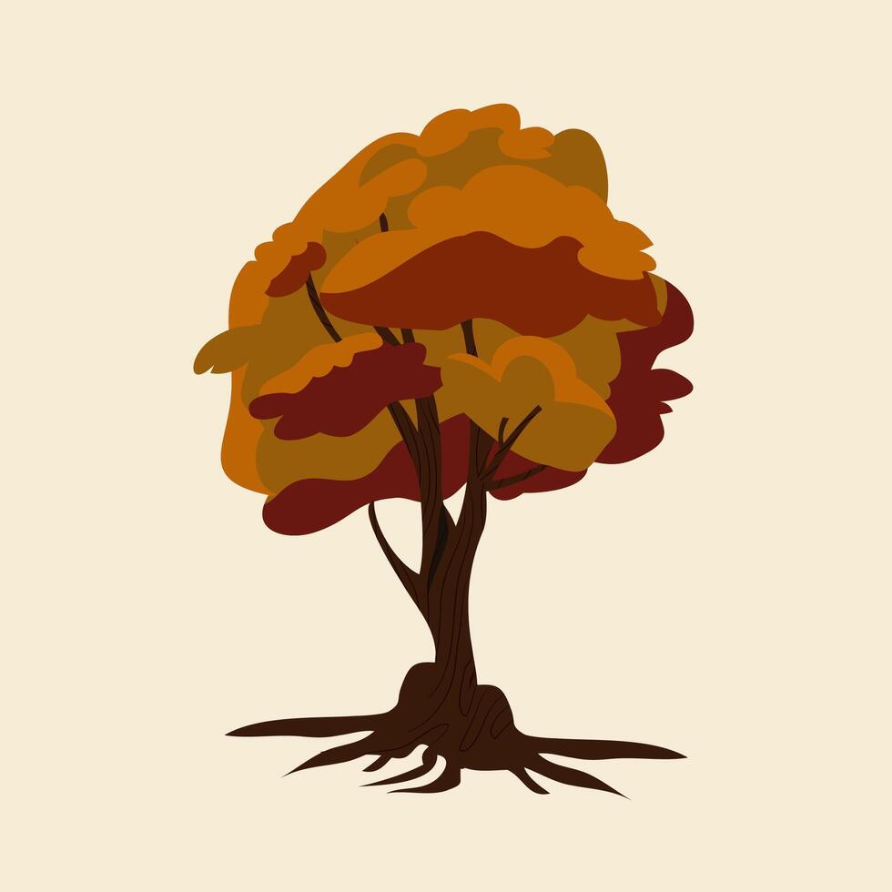 Cartoon yellow orange Fall Autumn Tree Icon vector