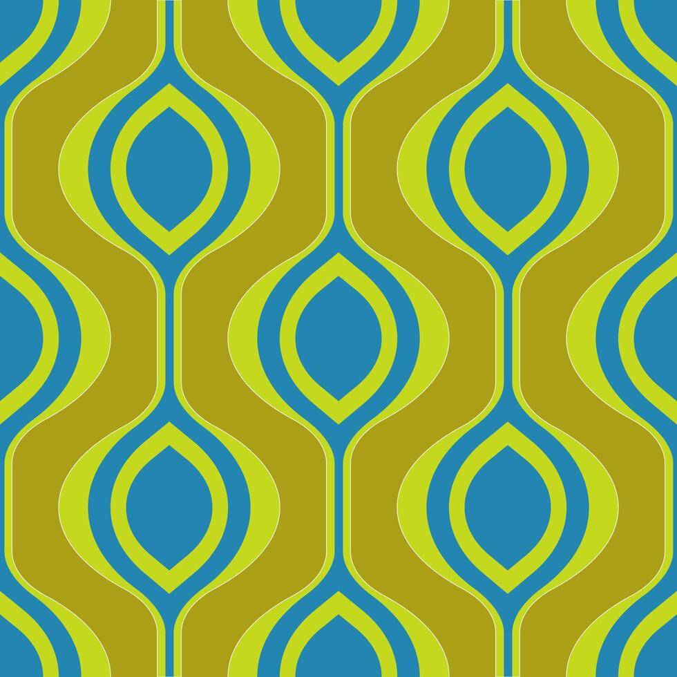 Blue rhombus shaped leaves on a green background form an endless geometric seamless pattern for modern textiles, decorative pillows. vector