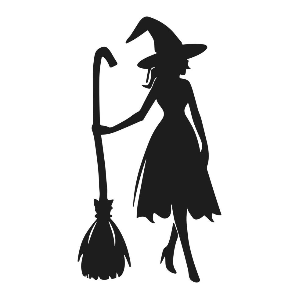 A Halloween witch silhouette vector