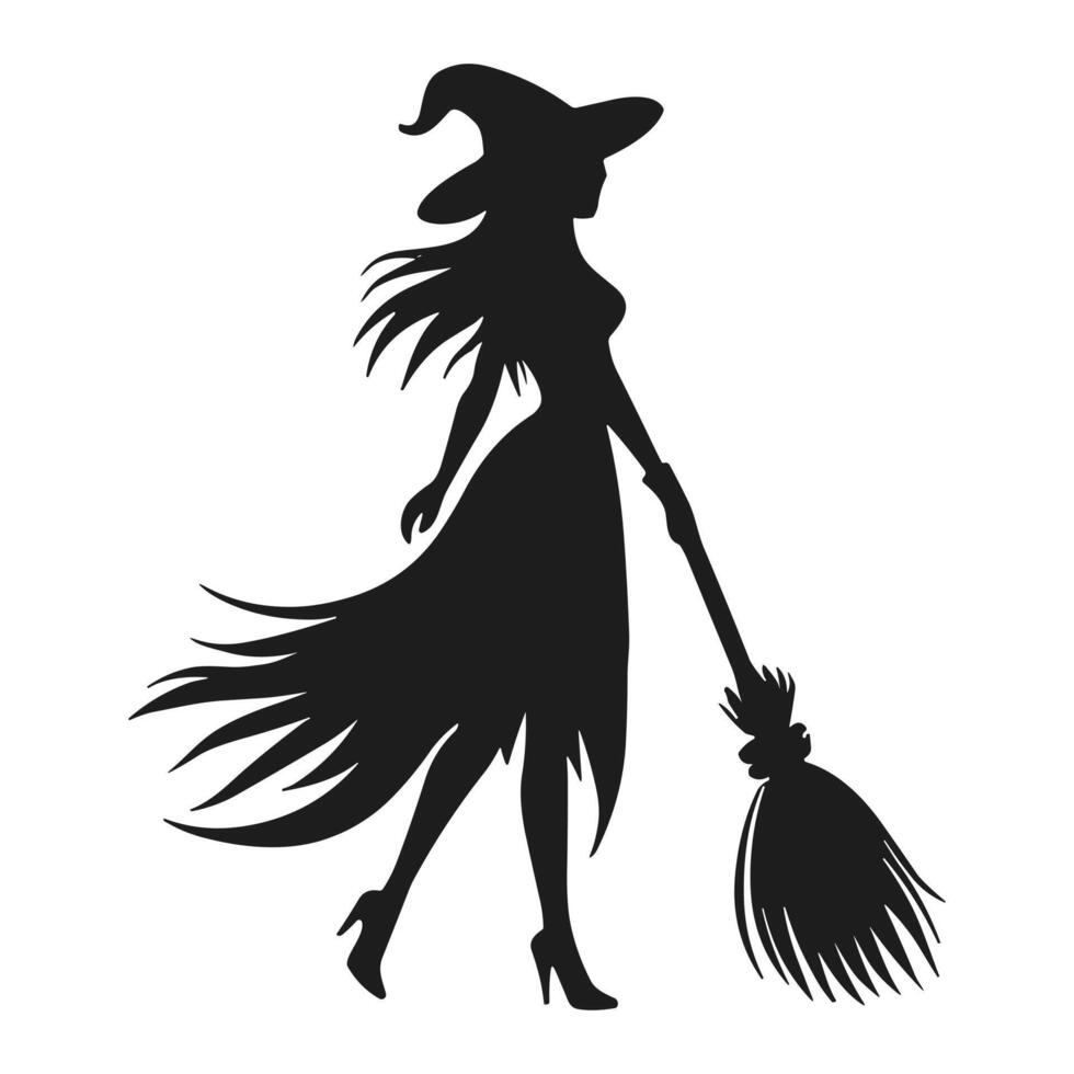 A Halloween witch silhouette vector