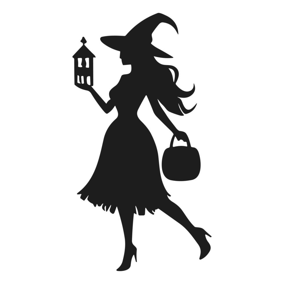 A Halloween witch silhouette vector