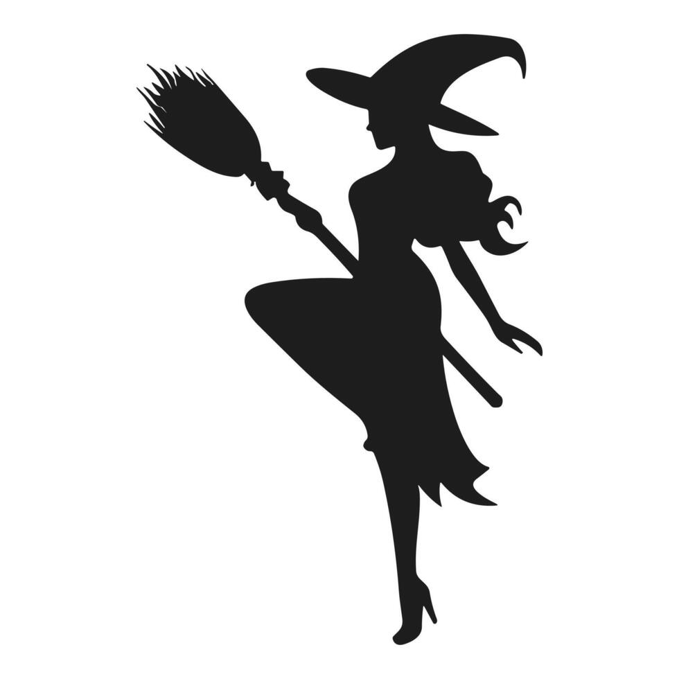 A Halloween witch silhouette vector