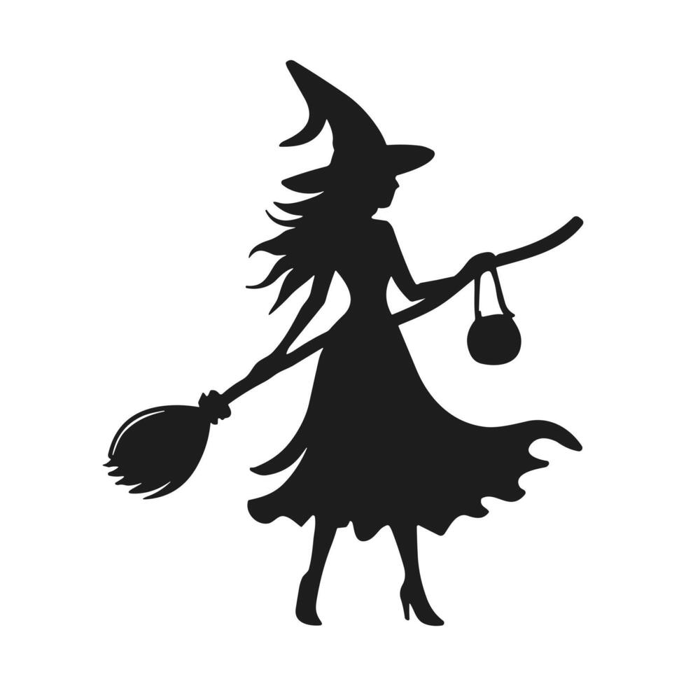 A Halloween witch silhouette vector