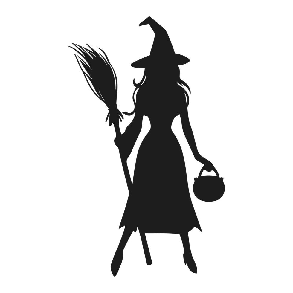 A Halloween witch silhouette vector