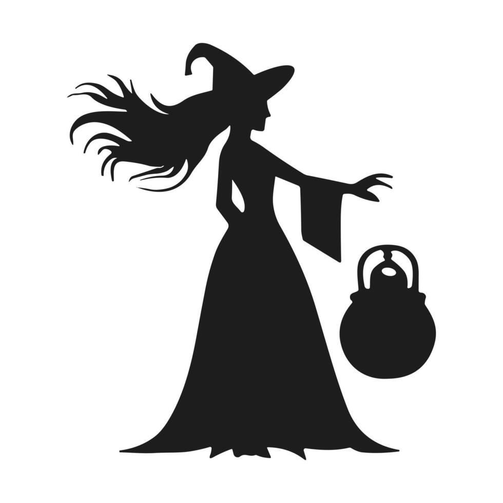 A Halloween witch silhouette vector