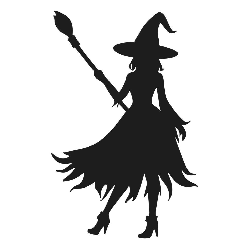 A Halloween witch silhouette vector
