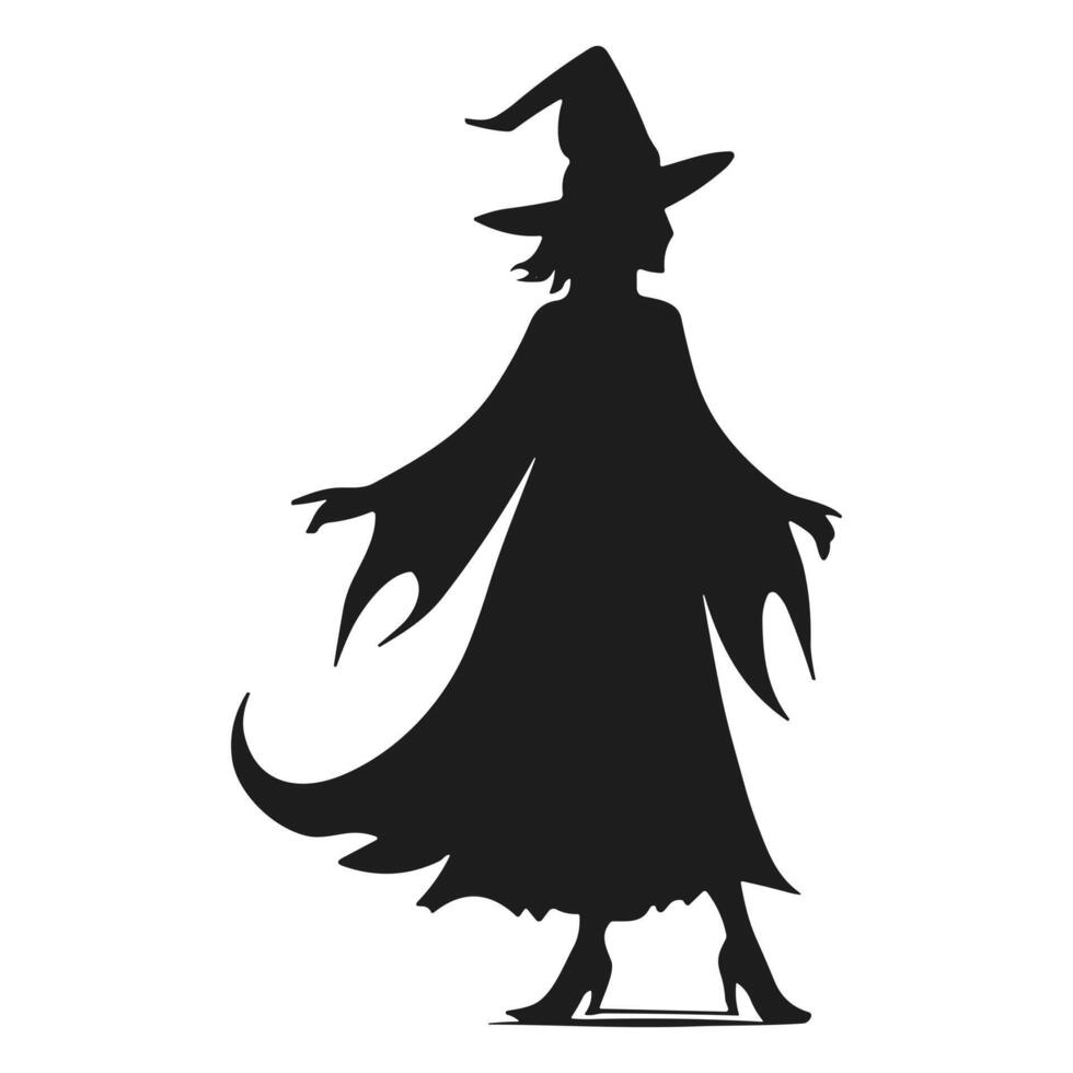 A Halloween witch silhouette vector