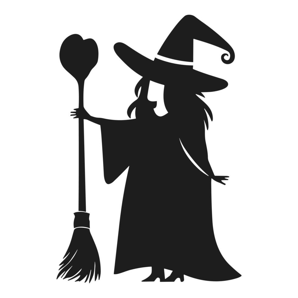 A Halloween witch silhouette vector