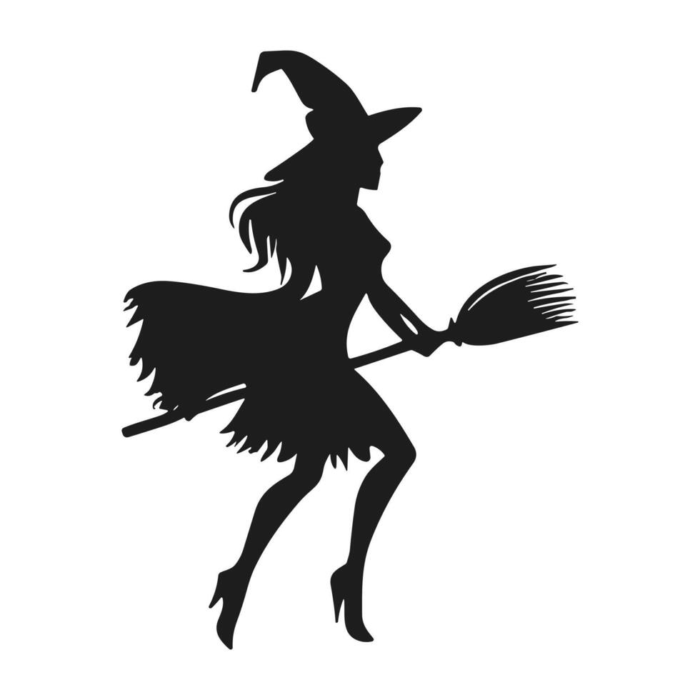 A Halloween witch silhouette vector