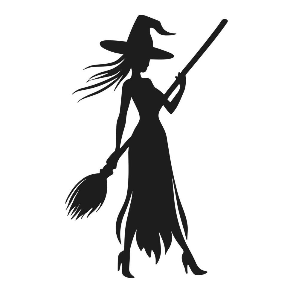 A Halloween witch silhouette vector