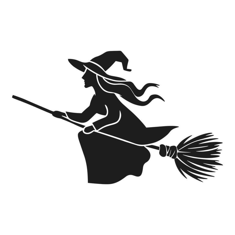A Halloween witch silhouette vector