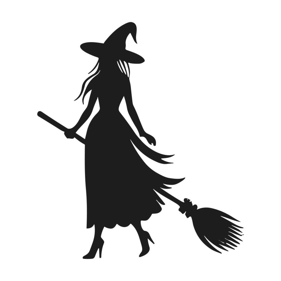 A Halloween witch silhouette vector