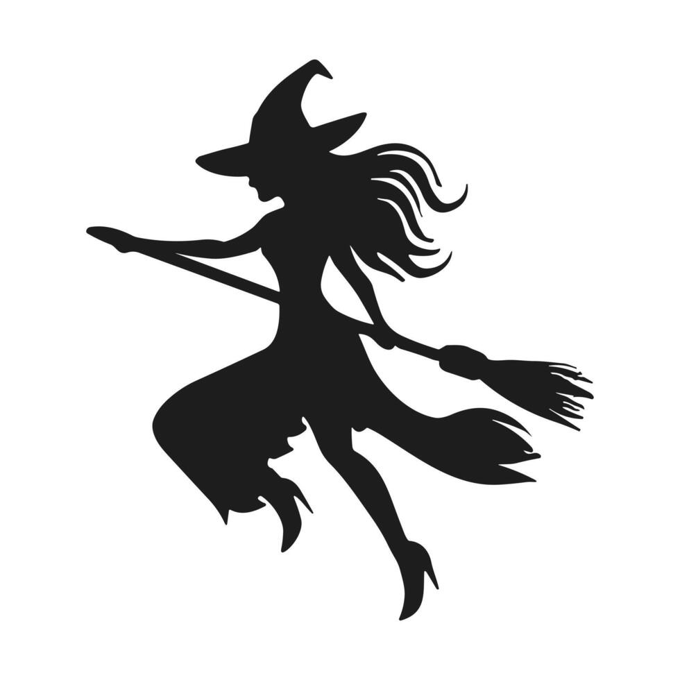 A Halloween witch silhouette vector
