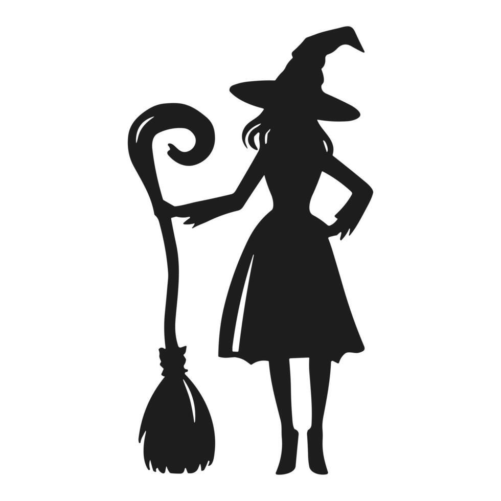 A Halloween witch silhouette vector