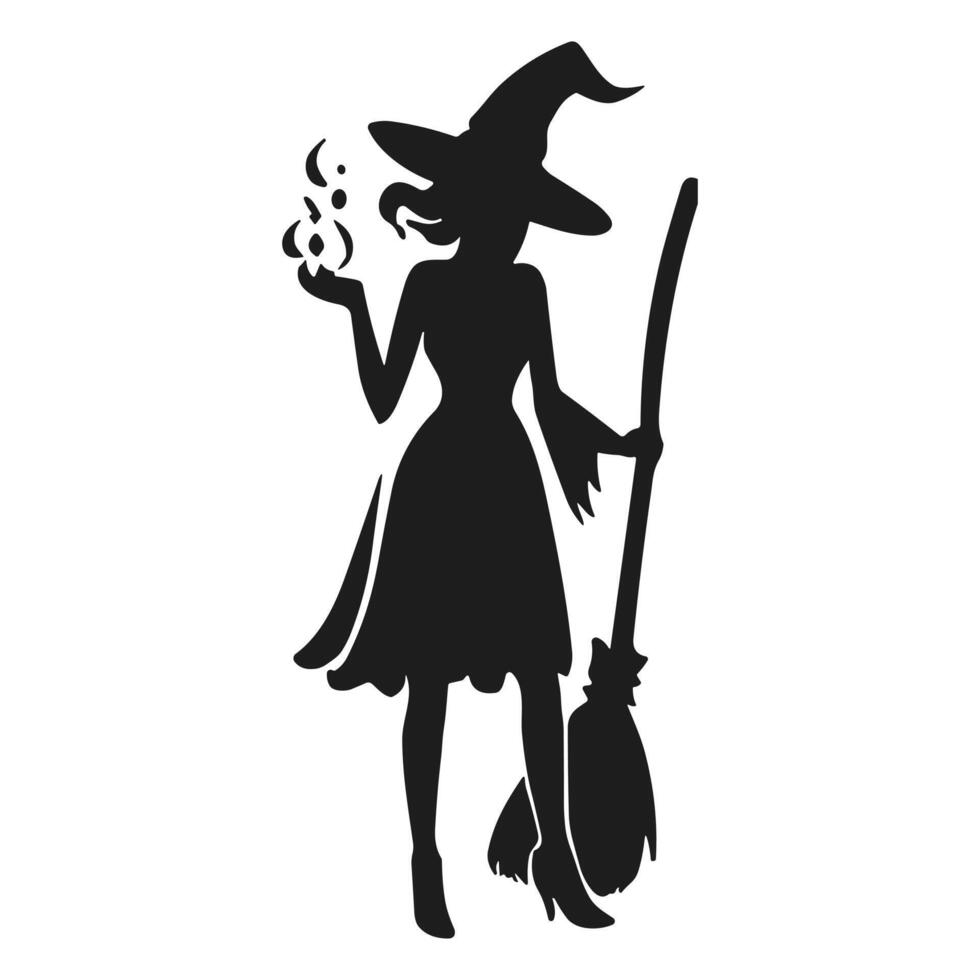 A Halloween witch silhouette vector