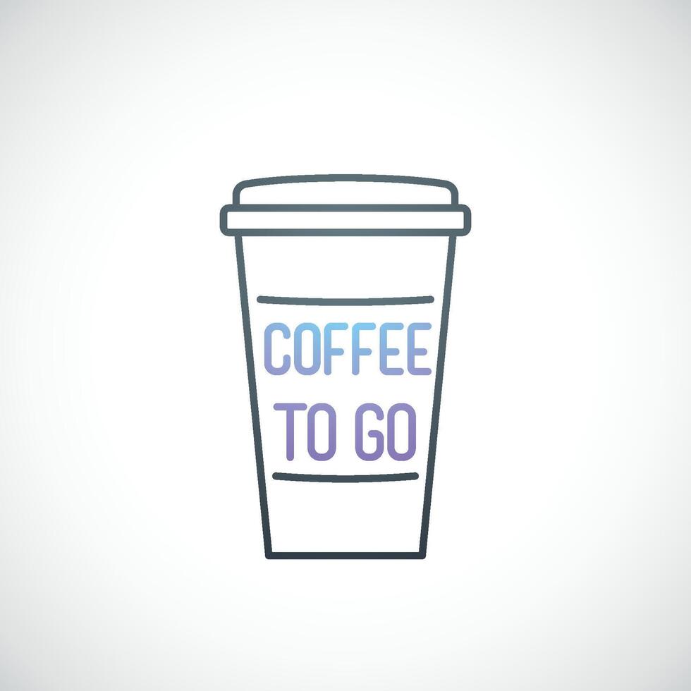 Coffee to go emblem in simple line style. vector
