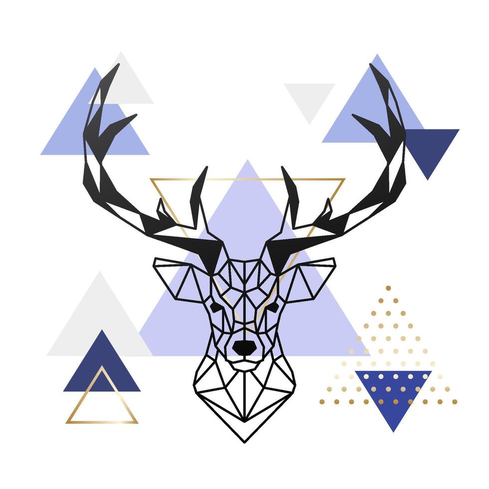 Geometric head deer on abstract scandinavian background. vector