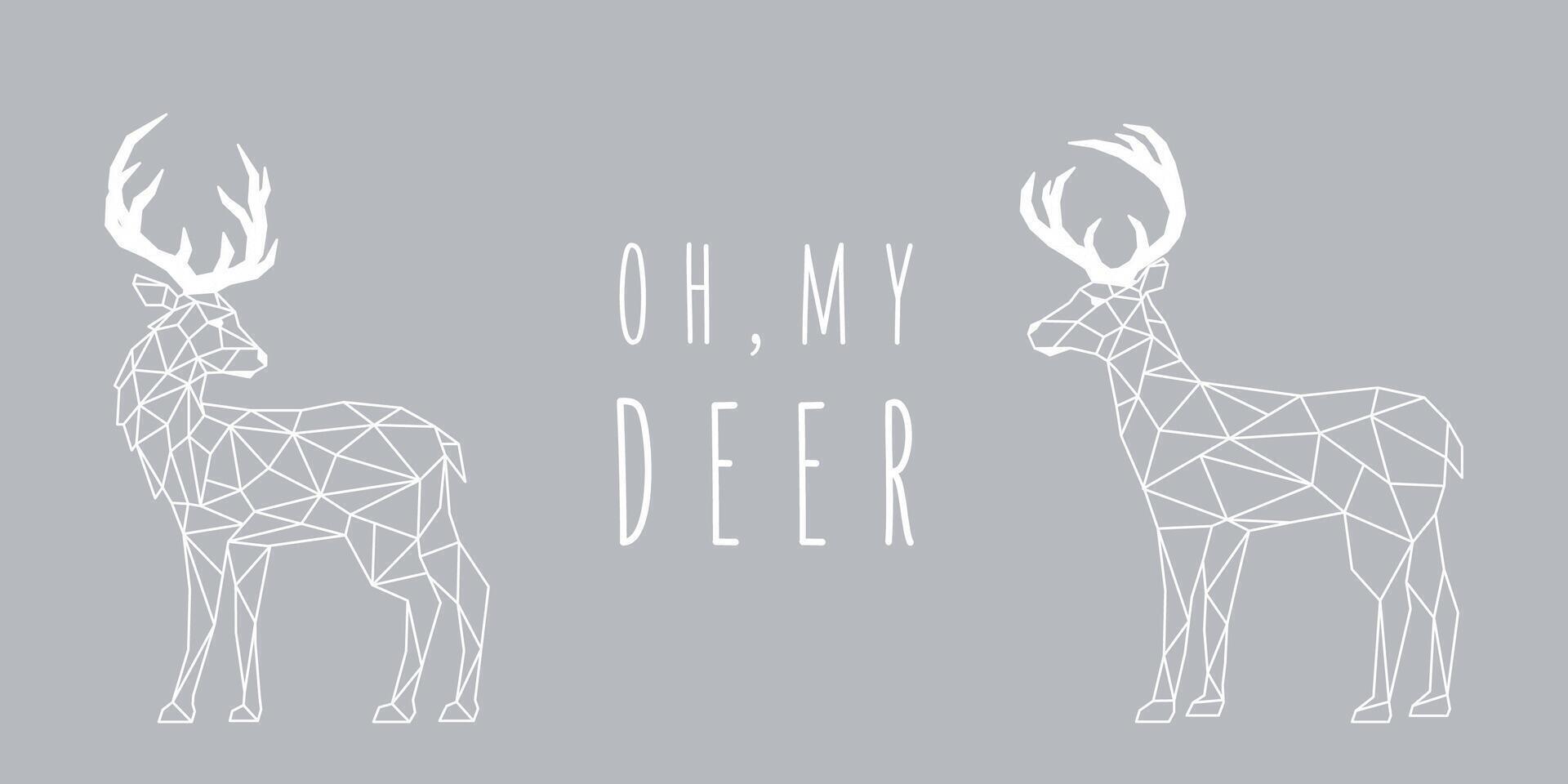 Forest geometric deer set. Polygonal deer. vector