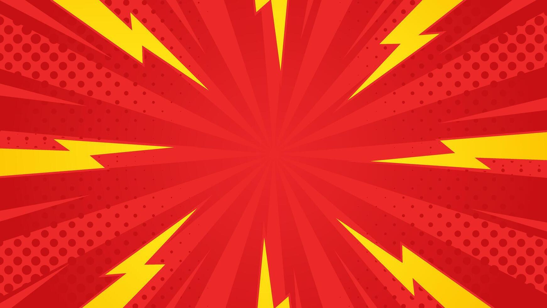 Red pop art comic sunburst effect background with halftone. Cartoon abstract background. Suitable for templates, sales banners, events, ads, web, and pages vector