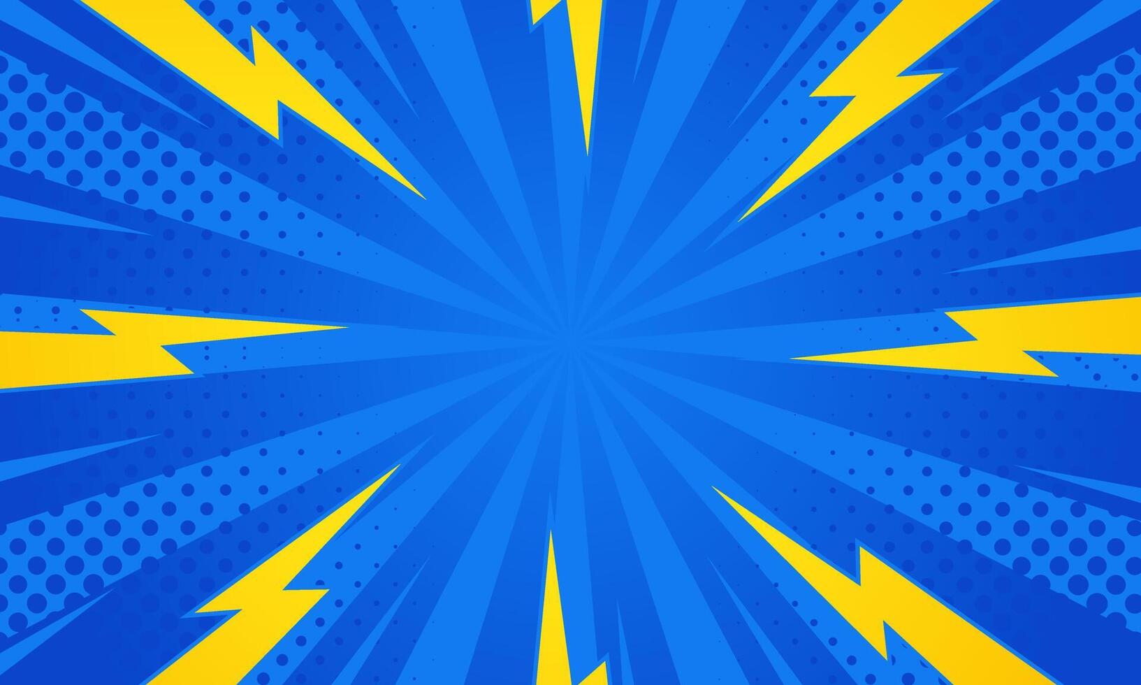 Blue comic sunburst effect background with halftone. pop art comic-style background. Suitable for templates, sale banners, events, ads, web and pages vector
