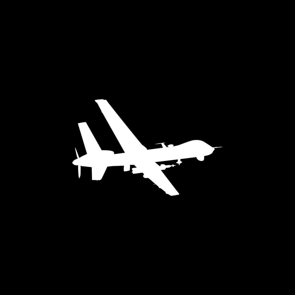 Silhouette of the UAV drone or Unmanned Aerial Vehicle, Flat Style, can use for Art Illustration, Logo Gram, Pictogram, Website, or Graphic Design Element vector