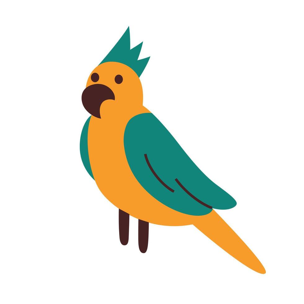illustration of a large parrot with a crest and big beak. Cartoon flat style, perfect for pet and bird themes. Cockatoo, macaw, and amazon icon. Ideal for animal lovers and aviary illustrations vector