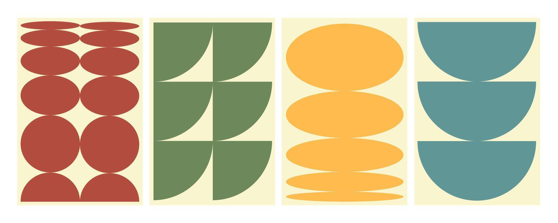 Brutal contemporary figure. Naive playful abstract shapes backgrounds. Geometric posters in trendy retro brutalist style. Swiss design aesthetic. vector